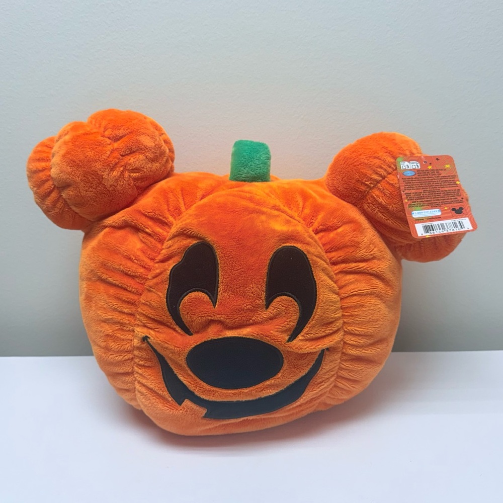 New! Disney Mickey Mouse Pumpkin Plush Pillow Large 16x18 Spooktacular Halloween